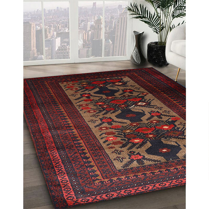 Traditional Reddish Brown Persian Rug in Family Room, tr2366