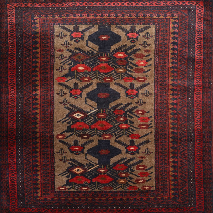 Square Traditional Reddish Brown Persian Rug, tr2366