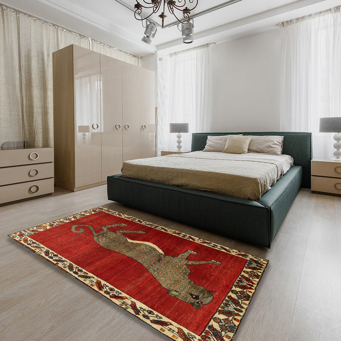 Traditional Light Brown Animal Rug in a Bedroom, tr2367