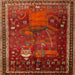 Square Traditional Red Animal Rug, tr2368