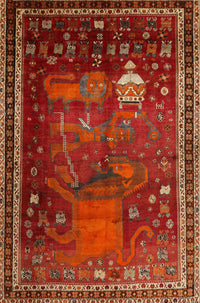 Machine Washable Traditional Red Rug, wshtr2368