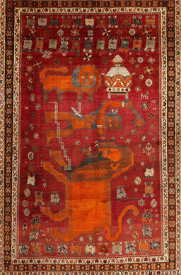 Machine Washable Traditional Red Rug, wshtr2368