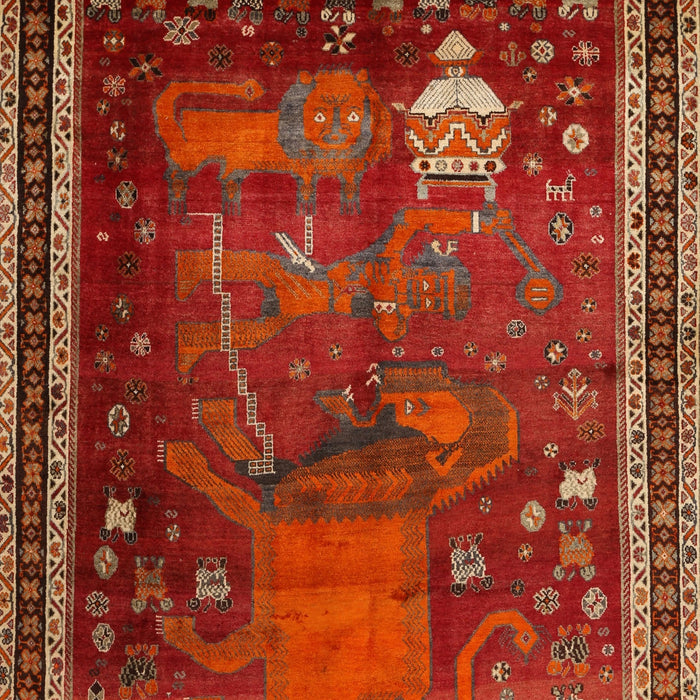 Traditional Red Animal Rug, tr2368