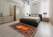 Machine Washable Traditional Vermilion Red Rug in a Bedroom, wshtr2370