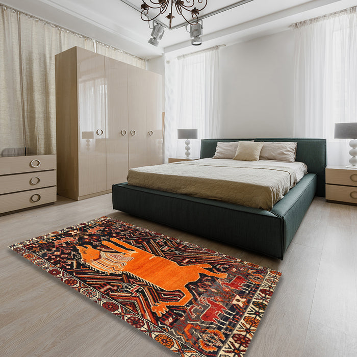 Traditional Red Animal Rug in a Bedroom, tr2370