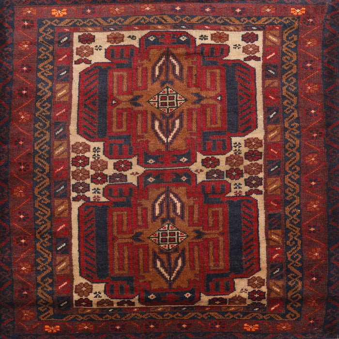 Square Traditional Chestnut Brown Persian Rug, tr2371