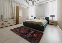 Traditional Burgundy Brown Persian Rug in a Bedroom, tr2372