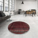 Round Traditional Wine Red Persian Rug in a Office, tr2373