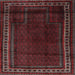 Round Machine Washable Traditional Red Wine or Wine Red Rug, wshtr2373