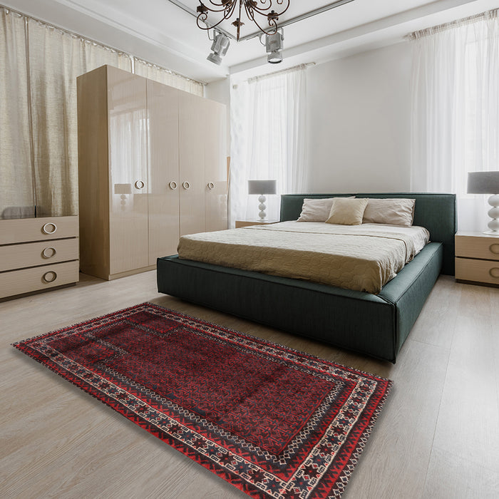 Traditional Wine Red Persian Rug in a Bedroom, tr2373