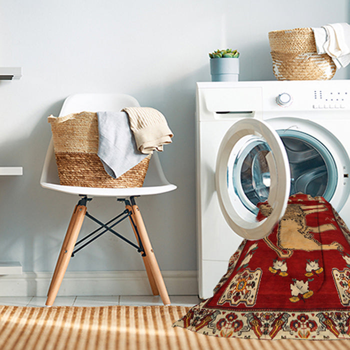Machine Washable Traditional Red Rug in a Washing Machine, wshtr2374