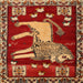 Square Traditional Red Animal Rug, tr2374