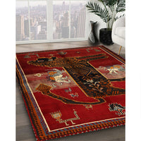 Traditional Dark Sienna Brown Animal Rug, tr2375