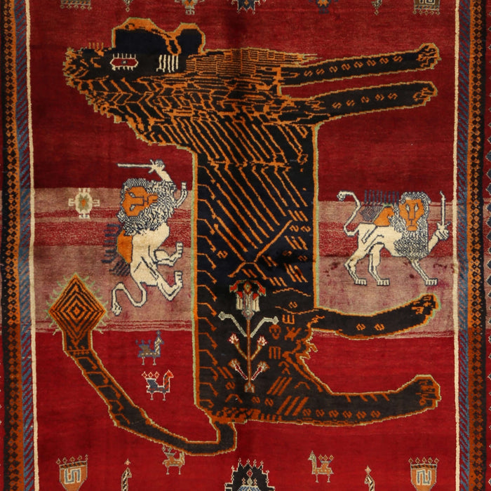 Traditional Dark Sienna Brown Animal Rug, tr2375