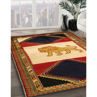 Traditional Gold Animal Rug, tr2376