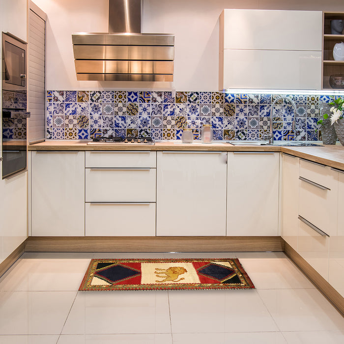 Machine Washable Traditional Gold Rug in a Kitchen, wshtr2376