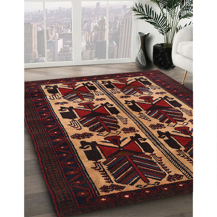 Traditional Sienna Brown Persian Rug in Family Room, tr2377