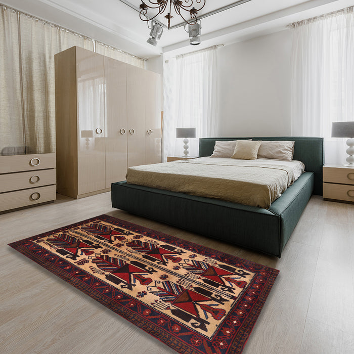 Machine Washable Traditional Sienna Brown Rug in a Bedroom, wshtr2377