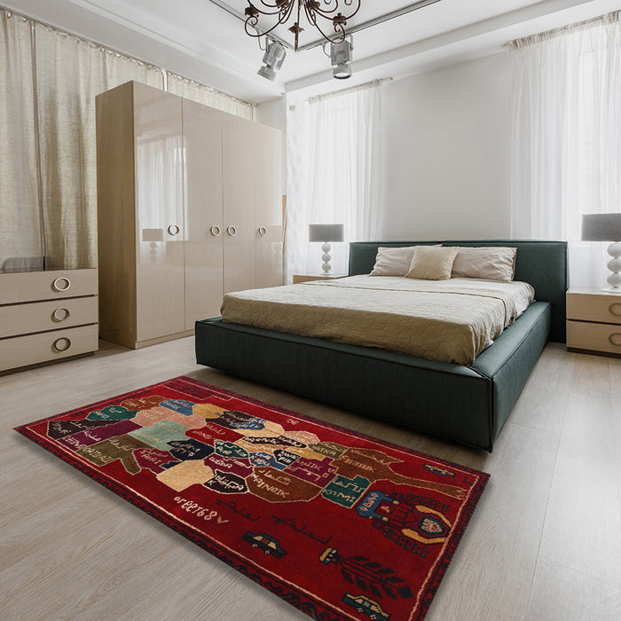 Machine Washable Traditional Sepia Brown Rug in a Bedroom, wshtr2378