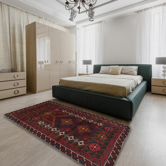 Machine Washable Traditional Bakers Brown Rug in a Bedroom, wshtr2380