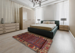 Traditional Chestnut Brown Persian Rug in a Bedroom, tr2382
