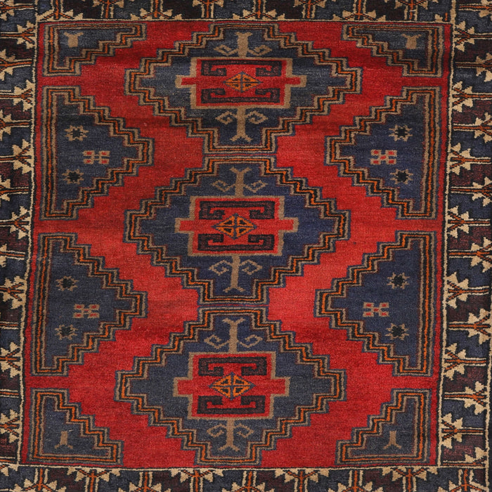 Square Traditional Cranberry Red Persian Rug, tr2383