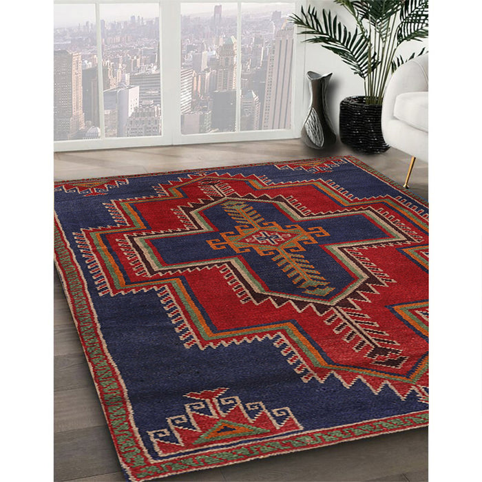 Traditional Saffron Red Persian Rug in Family Room, tr2384