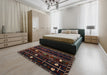 Traditional Dark Scarlet Red Southwestern Rug in a Bedroom, tr2387