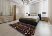 Machine Washable Traditional Dark Scarlet Red Rug in a Bedroom, wshtr2387