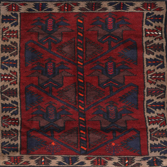 Square Traditional Wine Red Persian Rug, tr2388