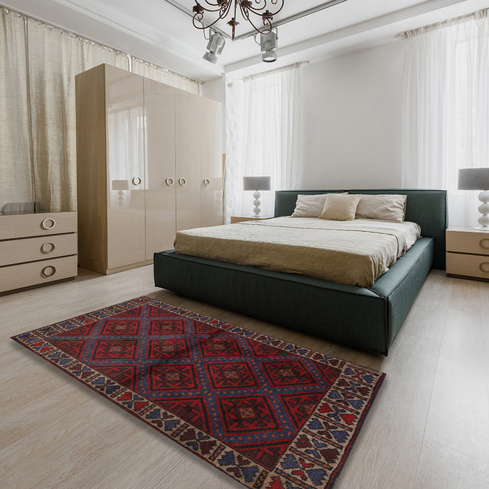 Machine Washable Traditional Saffron Red Rug in a Bedroom, wshtr2389