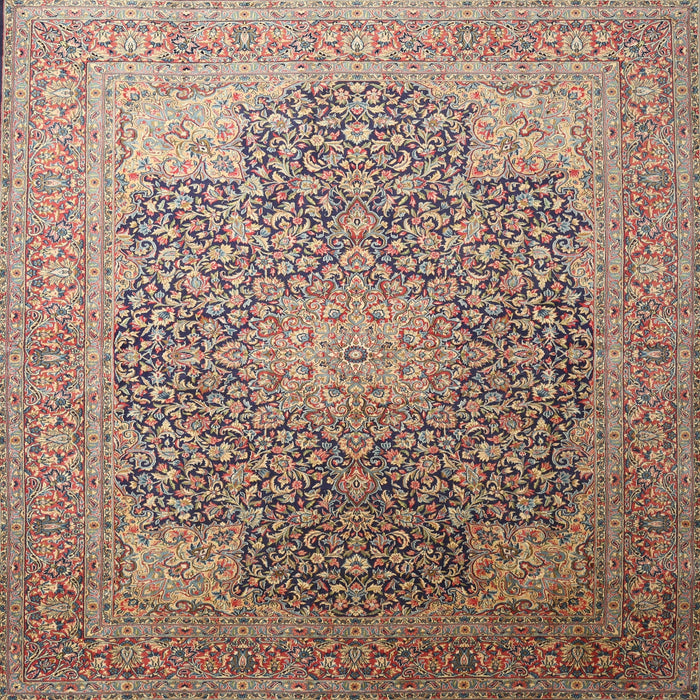 Square Traditional Light French Beige Brown Medallion Rug, tr238
