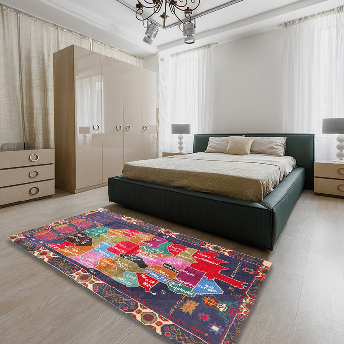 Machine Washable Traditional Dark Raspberry Purple Rug in a Bedroom, wshtr2390