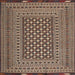 Round Machine Washable Traditional Bakers Brown Rug, wshtr2392