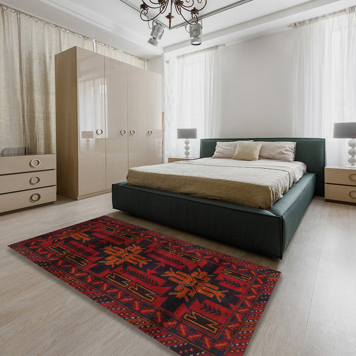 Machine Washable Traditional Bakers Brown Rug in a Bedroom, wshtr2395