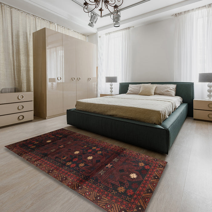 Traditional Red Persian Rug in a Bedroom, tr2397