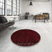 Round Machine Washable Traditional Tomato Red Rug in a Office, wshtr2398