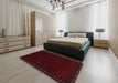 Machine Washable Traditional Tomato Red Rug in a Bedroom, wshtr2398