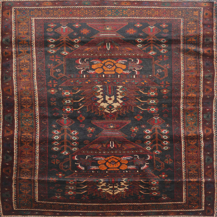Square Traditional Chestnut Brown Persian Rug, tr2399