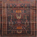 Square Traditional Chestnut Brown Persian Rug, tr2399