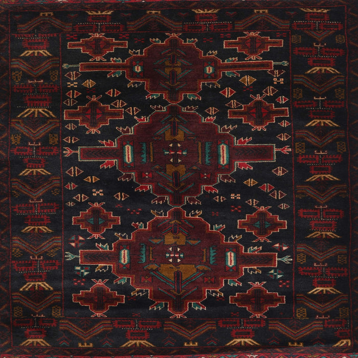 Square Traditional Burgundy Brown Persian Rug, tr2402