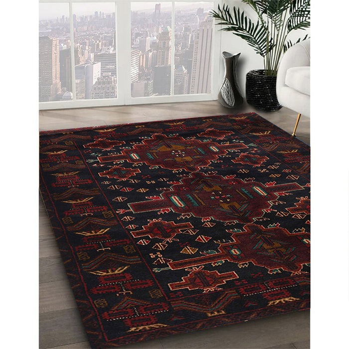 Machine Washable Traditional Burgundy Brown Rug in a Family Room, wshtr2402