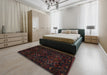 Traditional Burgundy Brown Persian Rug in a Bedroom, tr2402