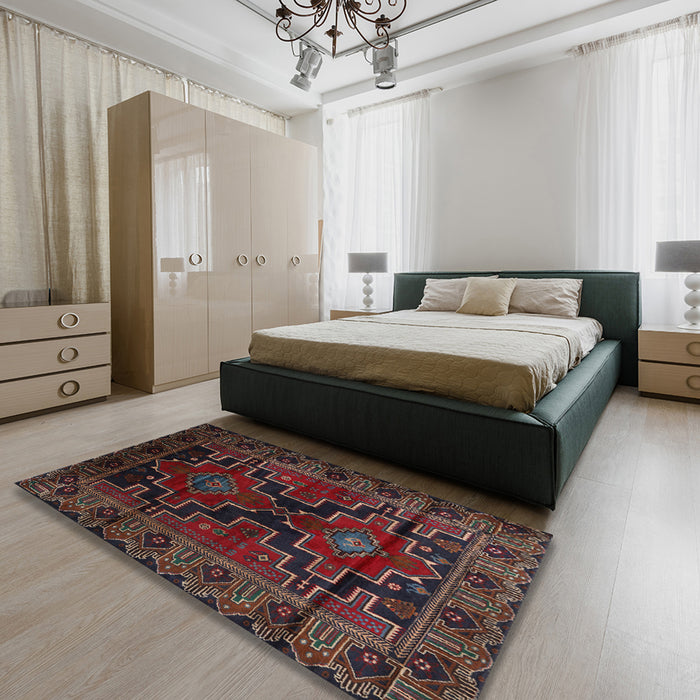 Traditional Deep Red Persian Rug in a Bedroom, tr2403