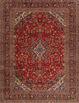 Machine Washable Traditional Saffron Red Rug, wshtr2405