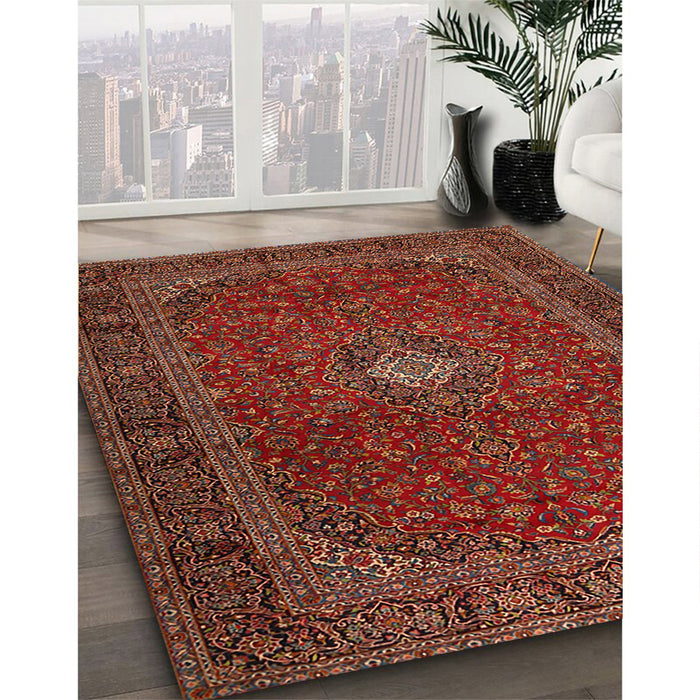Machine Washable Traditional Cranberry Red Rug in a Family Room, wshtr2406