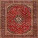 Round Machine Washable Traditional Rust Pink Rug, wshtr2407