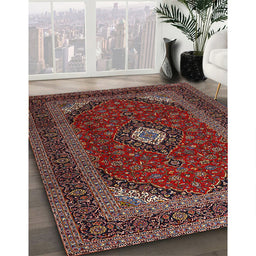 Machine Washable Traditional Dark Almond Brown Rug in a Family Room, wshtr2408