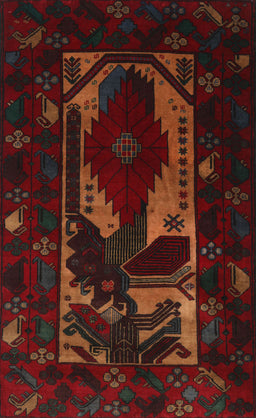 Machine Washable Traditional Red Brown Rug, wshtr2409