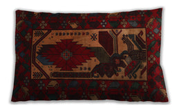 Traditional Classic Rectangular Red Brown Lumbar Throw Pillow, 13 inch by 19 inch, lbtr2409